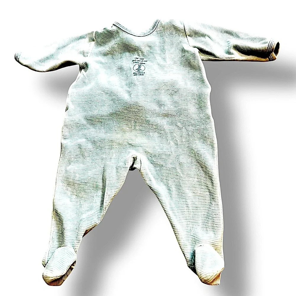 Petit Bateau Baby Velour Striped Footie One Piece Footed Pajama Baby 6M